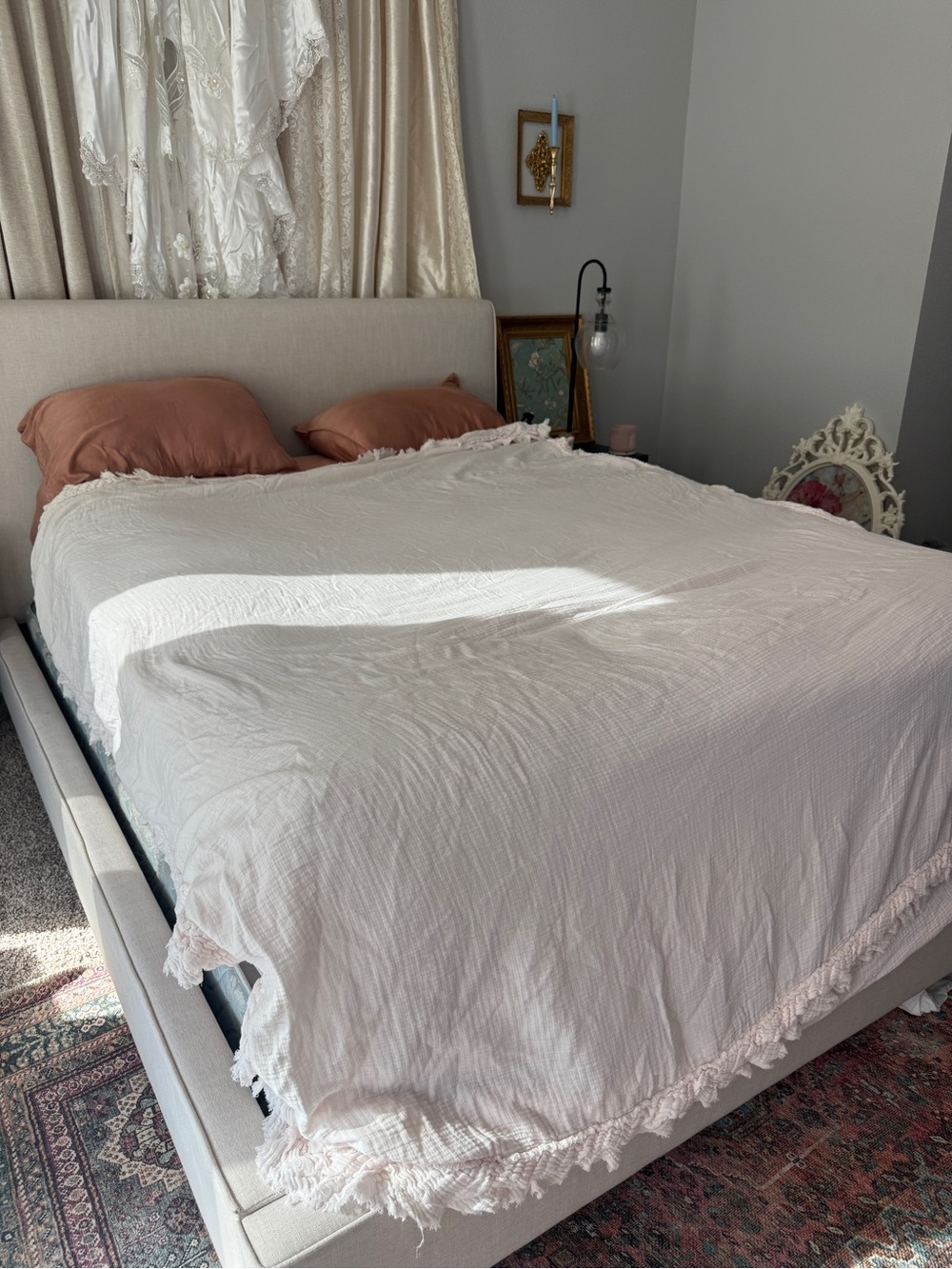 Restoration Hardware Baby Cotton Baby Pink Ruffled Cotton Duvet